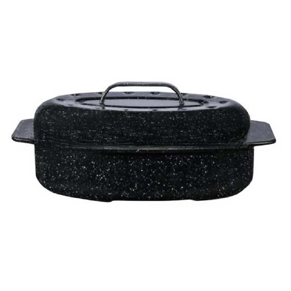 Granite Ware 13" Covered Oval Roaster Black