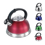 2.6L Stainless Steel Whistling Tea Kettle – Pack of 12 | Assorted Colors