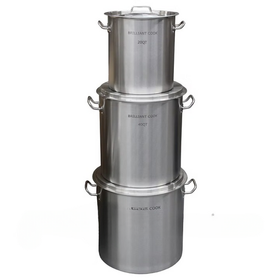 S/S Commercial Stock Pot Set w/ Steamer Rack (20/40/52 QTS)