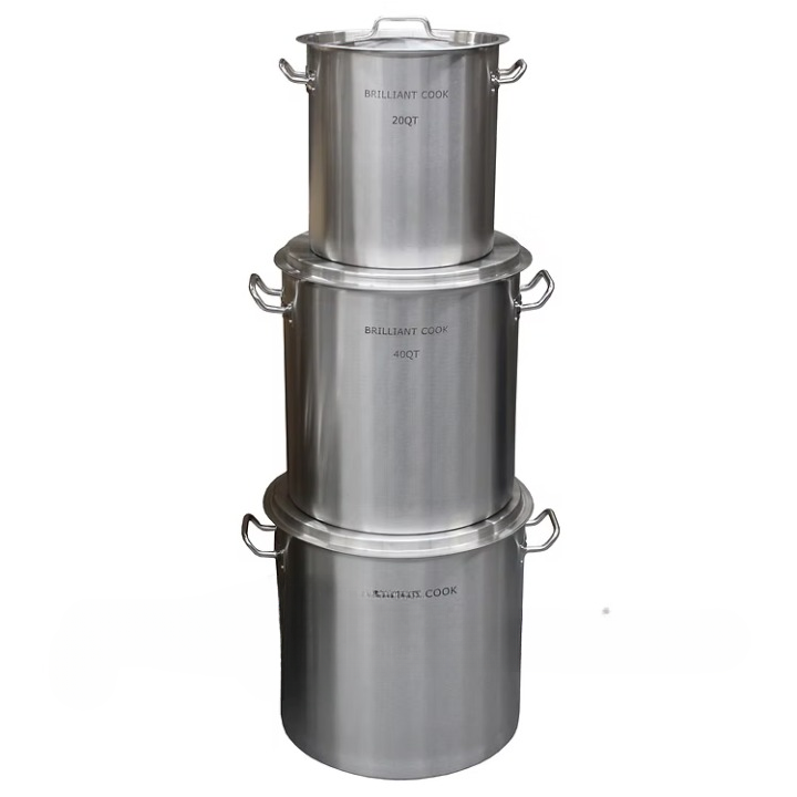 S/S Commercial Stock Pot Set w/ Steamer Rack (20/40/52 QTS)