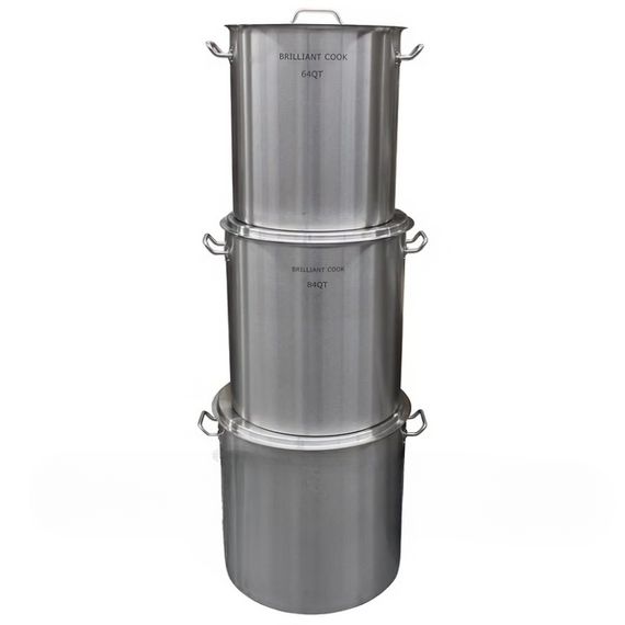 S/S Commercial Stock Pot Set w/ Steamer Rack (64/84/100 QTS)