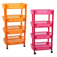 Plastic Rack with Wheels 4 Layers, Oval