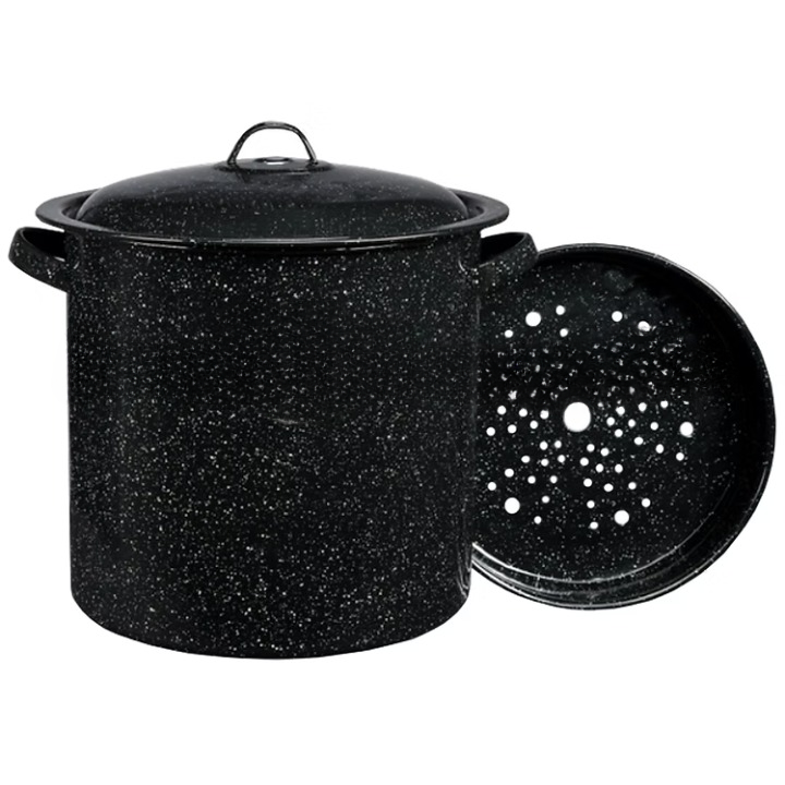 Granite Ware 15.5Qt Tamale Pot w/ Insert Black