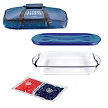 Anchor Hocking 3qt - 4PC Essentials Bake and Take  W/ Navy Tote Bag