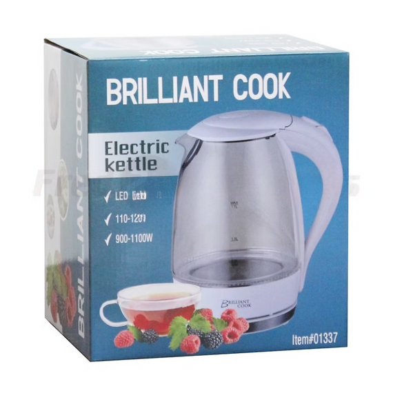 Brilliant Cook 1.7L Glass Electric Kettle with LED Light – Pack of 6