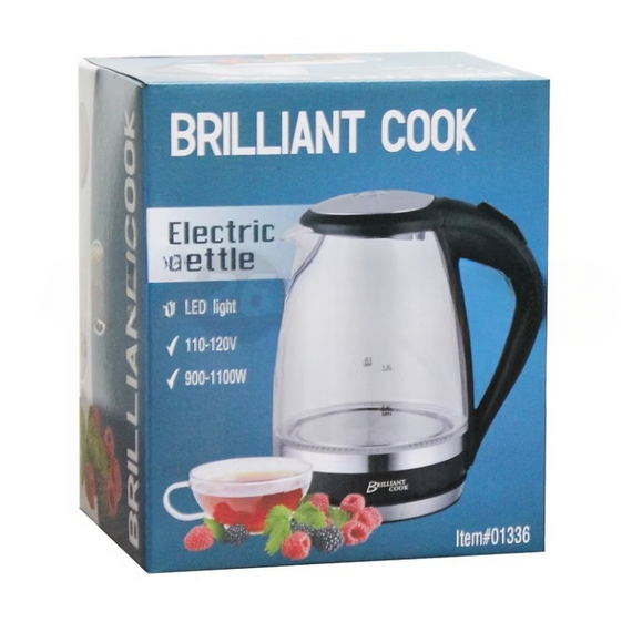 Brilliant Cook 1.5L Glass Electric Kettle with LED Light – Pack of 6