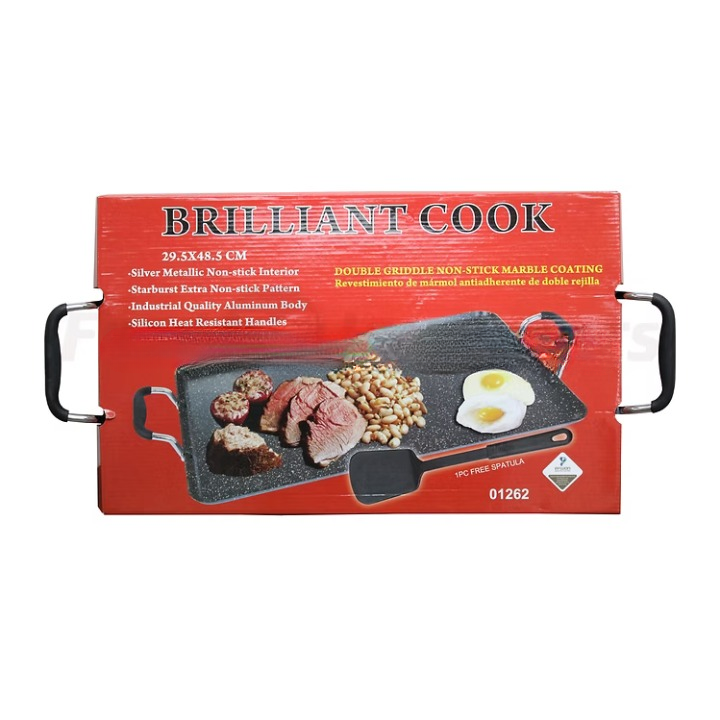 Brilliant Cook Double Griddle Marble Coating w/ Spatula