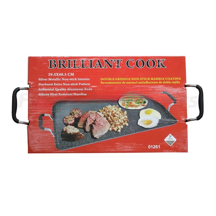 Brilliant Cook Double Griddle Marble Coating