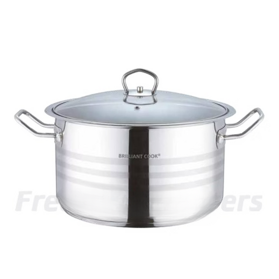 17 QT Brilliant Cook Stainless Steel Stockpot with Glass Lid