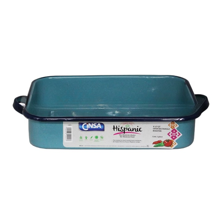 Cinsa 8.5Qt Open Rectangle Roaster Turquoise Blue