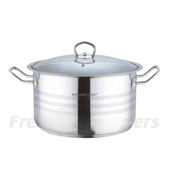 10.4 QT Brilliant Cook Stainless Steel Stockpot with Glass Lid