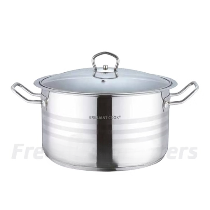 10.4 QT Brilliant Cook Stainless Steel Stockpot with Glass Lid