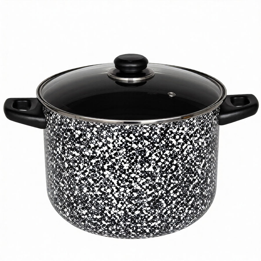 8Qt Stock Pot w/ Glass Lid Granite