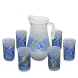 7Pc. Glass & Pitcher Set (OVALIO BLUE)
