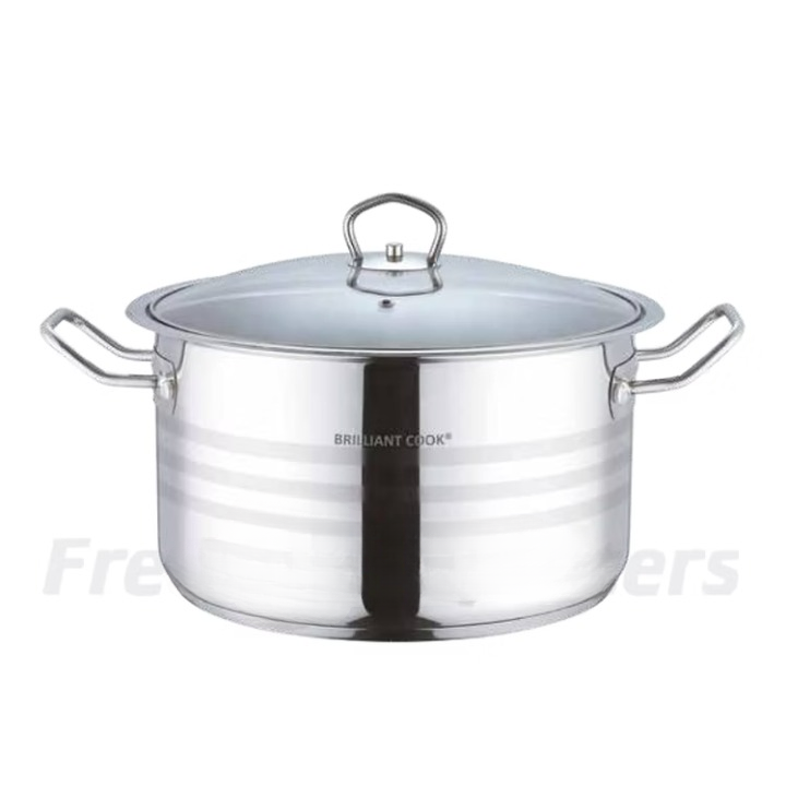 6.7 QT Brilliant Cook Stainless Steel Stockpot with Glass Lid