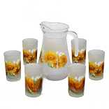 7Pc. Glass & Pitcher Set (SUNFLOWER)