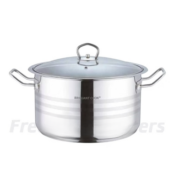 4QT Brilliant Cook Stainless Steel Stockpot with Glass Lid