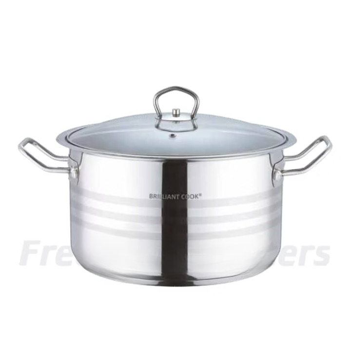 4QT Brilliant Cook Stainless Steel Stockpot with Glass Lid