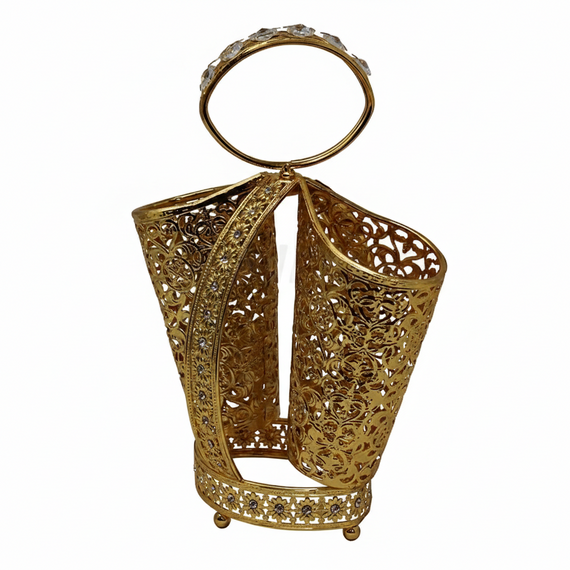 Spoon Holder - Round Gold Plated Two Tube Holder