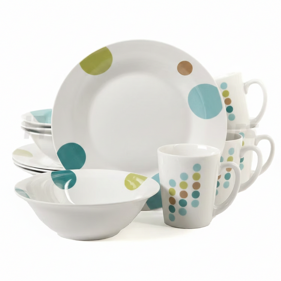 Gibson Home Retro Specks 12 Piece Dinnerware Set - Pack of 2