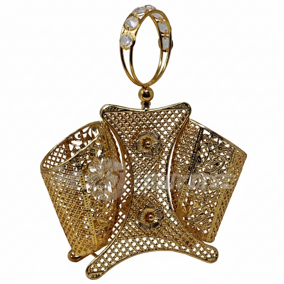 Silverware Holder Gold Plated - Round Handle