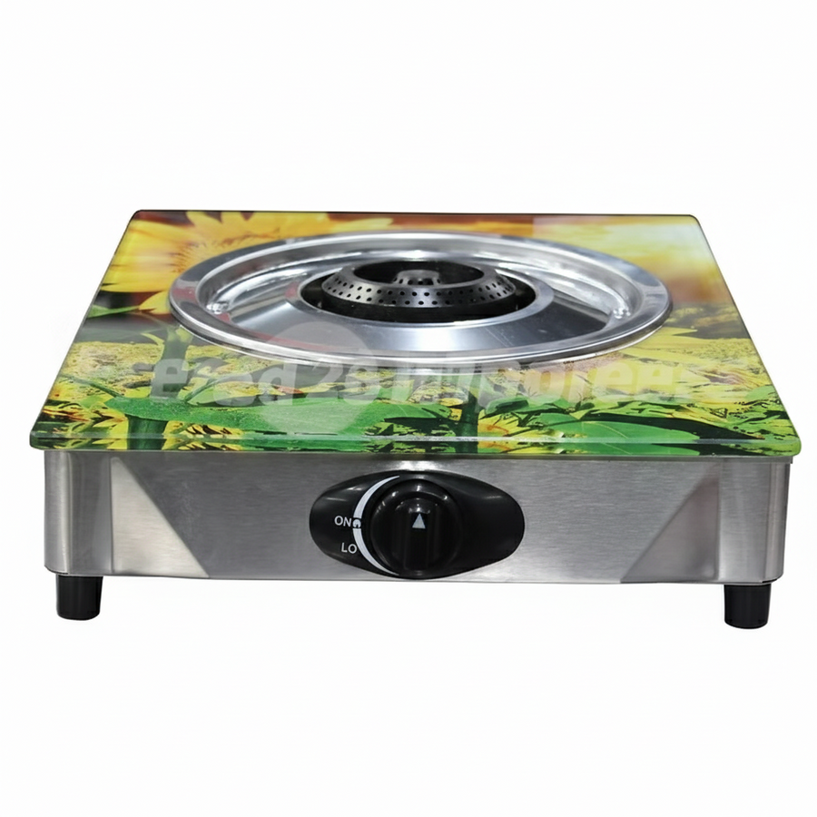 Glass Top Single Burner Gas Stove(Sunflower) - Pack of 1