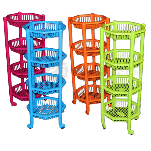 Plastic Rack with Wheels 4 Layers, Round