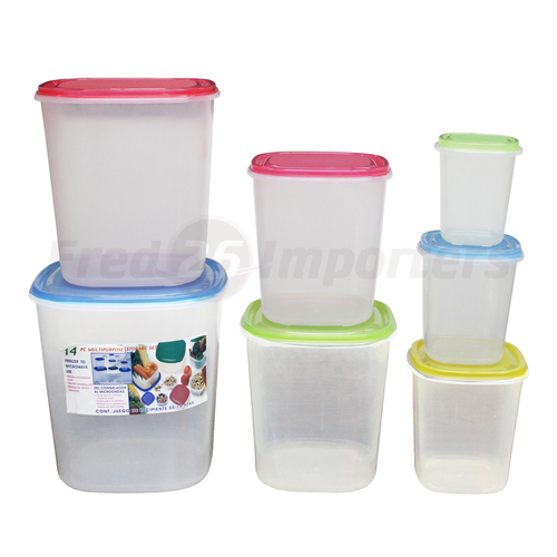 14Pc. Tall Square Plastic Container Set
