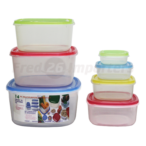 14Pc. Square Plastic Container Set