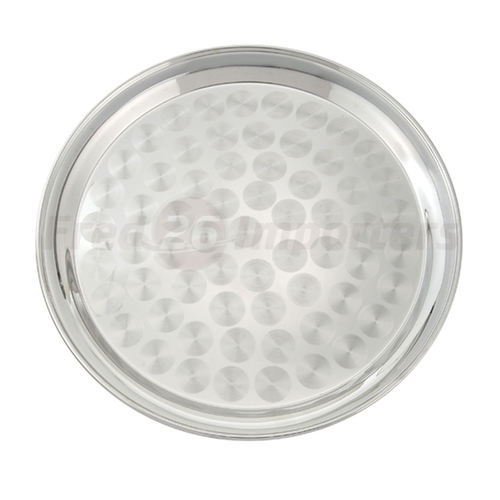 16" Swirl Round Service Trays, Stainless Steel
