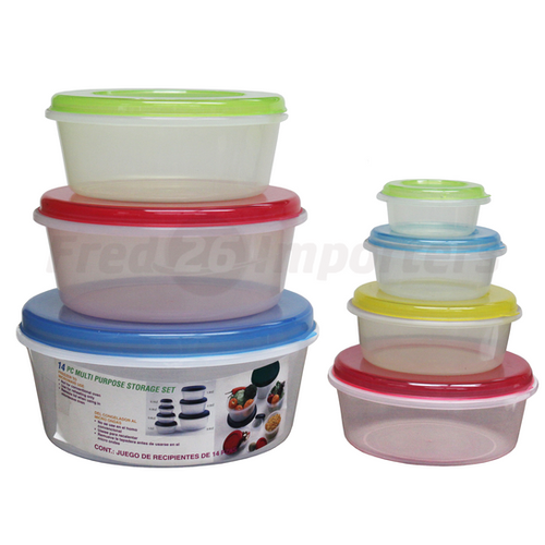 14Pc. Round Plastic Container Set