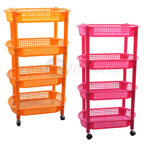 Plastic Rack with Wheels 4 Layers, Oval